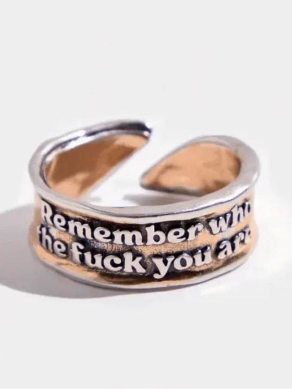 Katie Designs Two-Tone Inspirational Open Band Ring in Silver and Gold
